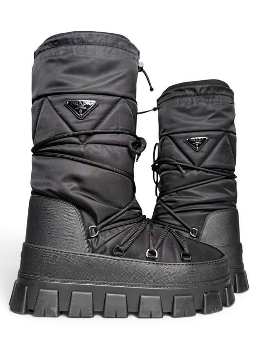 Prada Apres Ski Boots Nylon Gabardine/Saffiano Leather (44)