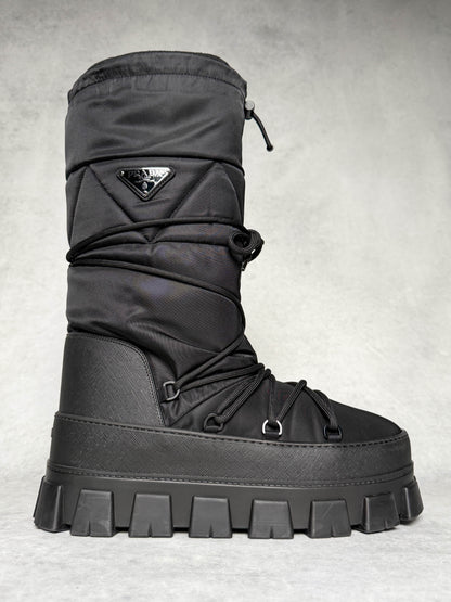 Prada Apres Ski Boots Nylon Gabardine/Saffiano Leather (44)