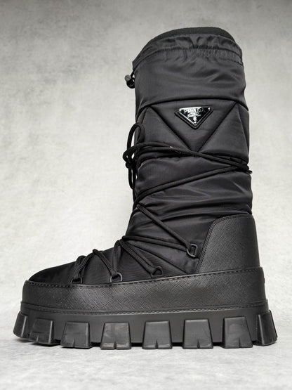 Prada Apres Ski Boots Nylon Gabardine/Saffiano Leather (44)