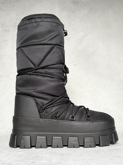 Prada Apres Ski Boots Nylon Gabardine/Saffiano Leather (44)