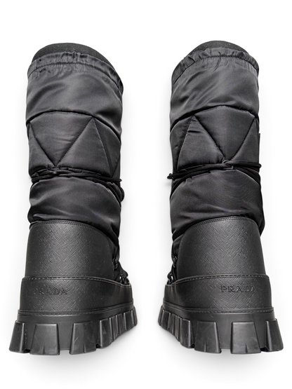 Prada Apres Ski Boots Nylon Gabardine/Saffiano Leather (44)