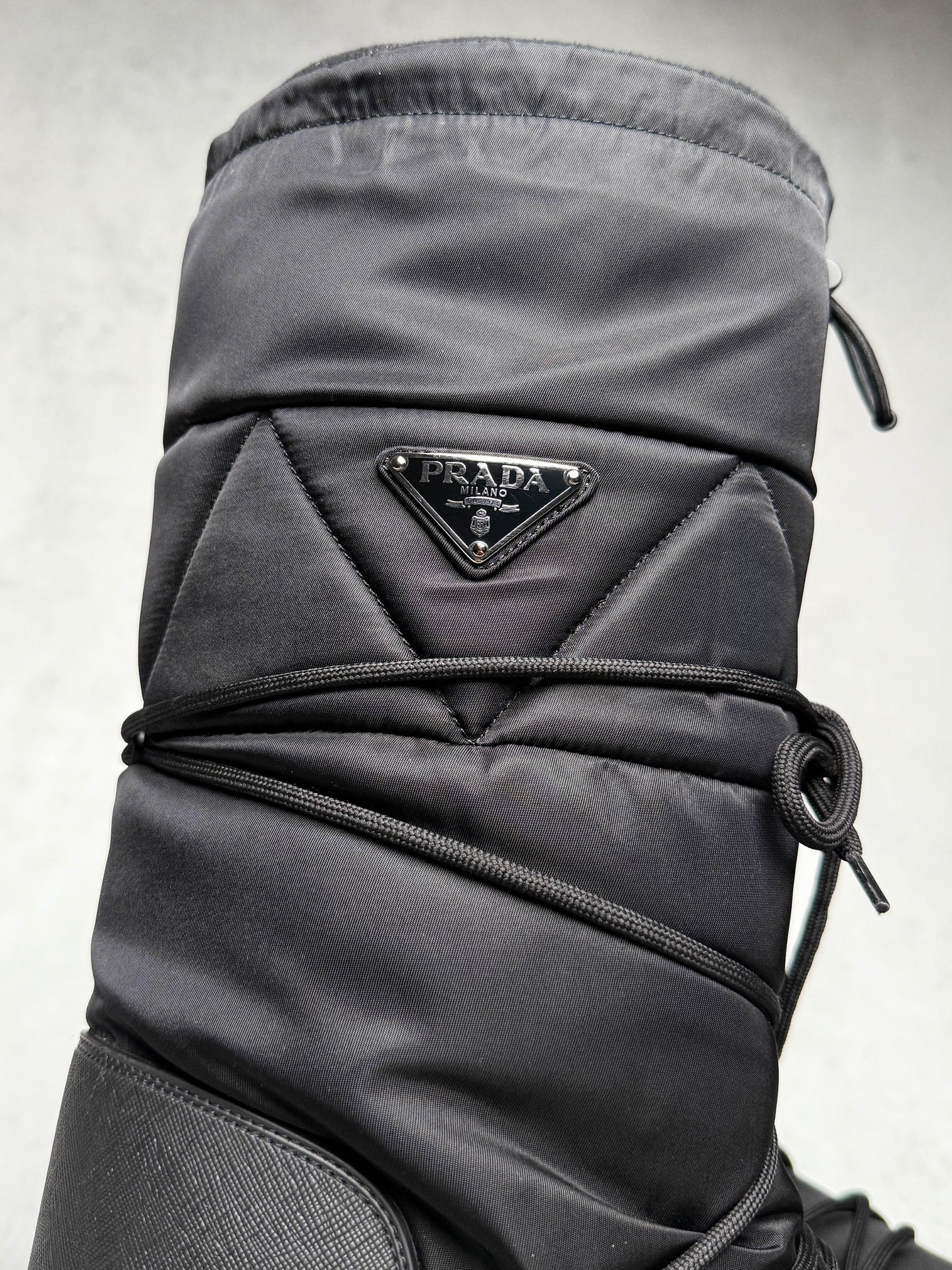 Prada Apres Ski Boots Nylon Gabardine/Saffiano Leather (44)