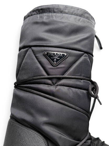 Prada Apres Ski Boots Nylon Gabardine/Saffiano Leather (44)