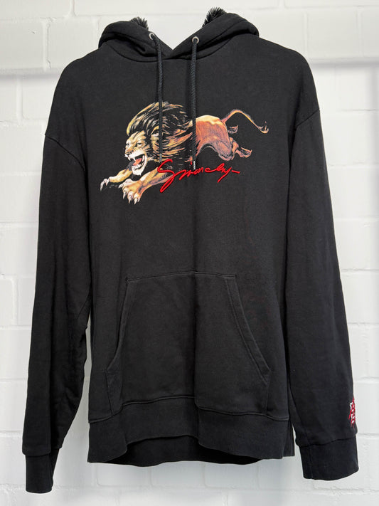 Givenchy Lion Embroidered Hoodie with Faux Fur (L)