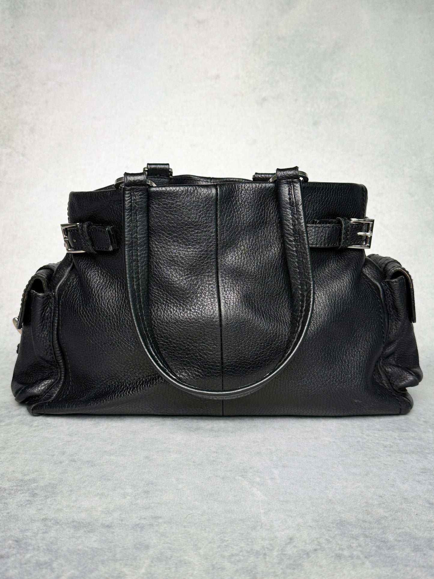 Prada Vitello Daino Black Leather Tote Bag