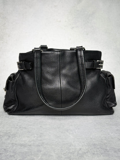 Prada Vitello Daino Black Leather Tote Bag
