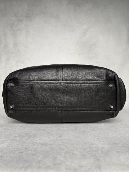 Prada Vitello Daino Black Leather Tote Bag