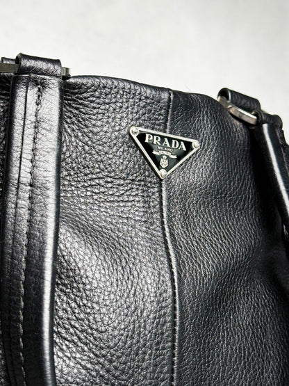 Prada Vitello Daino Black Leather Tote Bag