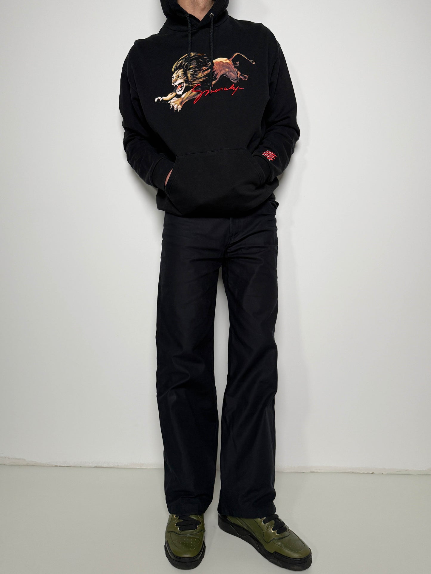 Givenchy Lion Embroidered Hoodie with Faux Fur (L)