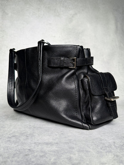 Prada Vitello Daino Black Leather Tote Bag