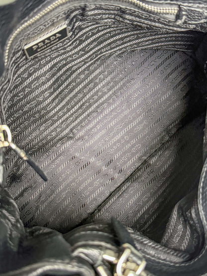 Prada Vitello Daino Black Leather Tote Bag