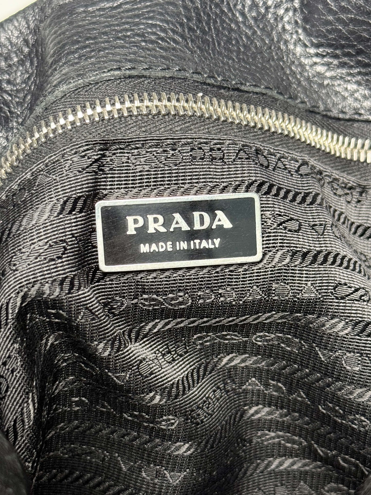 Prada Vitello Daino Black Leather Tote Bag