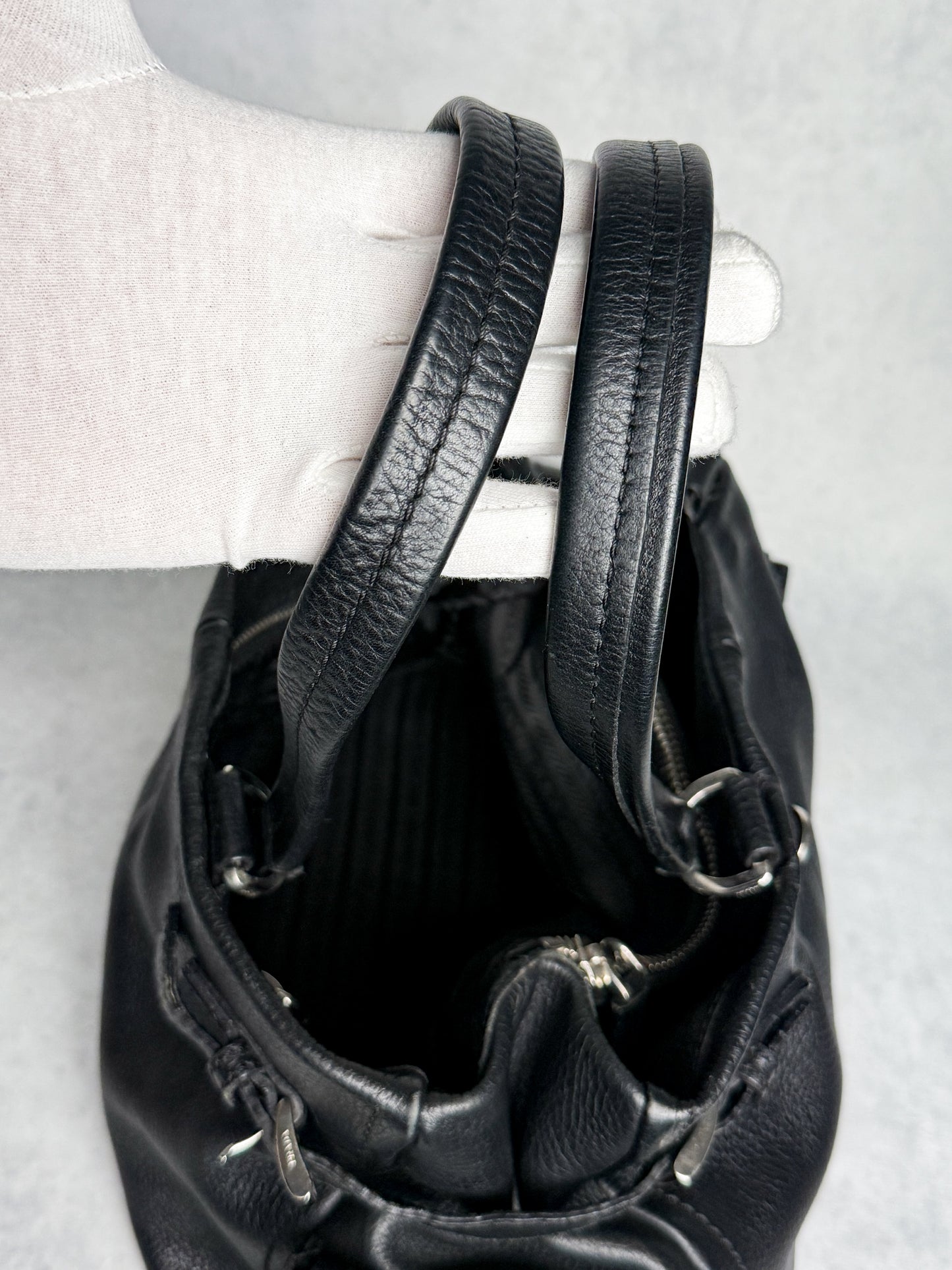 Prada Vitello Daino Black Leather Tote Bag