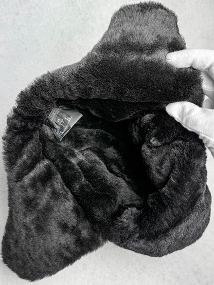 Prada Logo Shield Trapper Hat Nylon/Fur