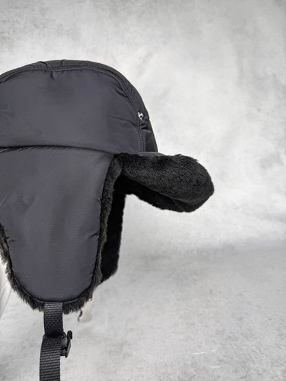 Prada Logo Shield Trapper Hat Nylon/Fur