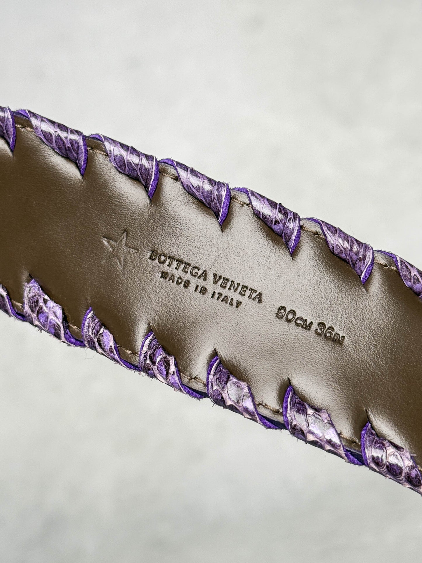 Bottega Veneta Intrecciato Python Leather Belt Purple