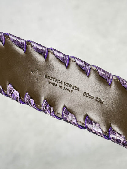 Bottega Veneta Intrecciato Python Leather Belt Purple