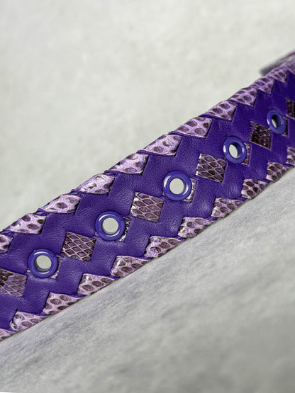 Bottega Veneta Intrecciato Python Leather Belt Purple