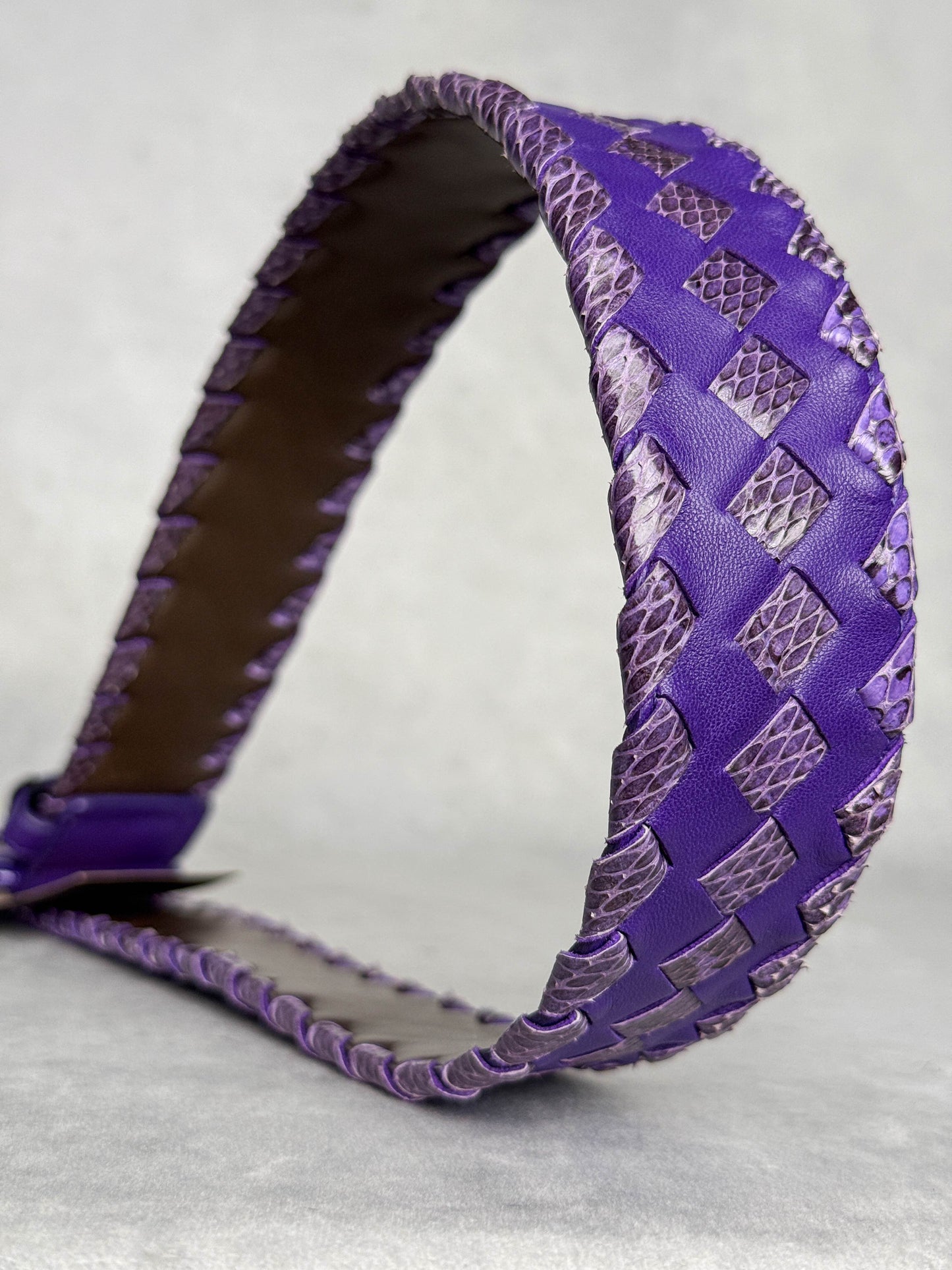 Bottega Veneta Intrecciato Python Leather Belt Purple