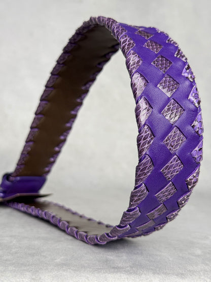 Bottega Veneta Intrecciato Python Leather Belt Purple