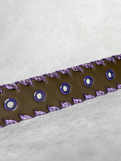 Bottega Veneta Intrecciato Python Leather Belt Purple