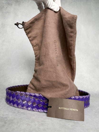 Bottega Veneta Intrecciato Python Leather Belt Purple