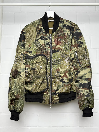 Givenchy SS2017 Dollar Camo Satin Bomber Jacket