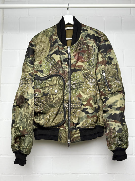 Givenchy SS2017 Dollar Camo Satin Bomber Jacket