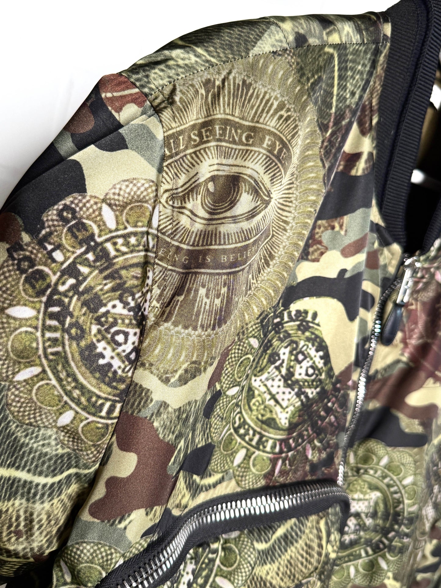 Givenchy SS2017 Dollar Camo Satin Bomber Jacket