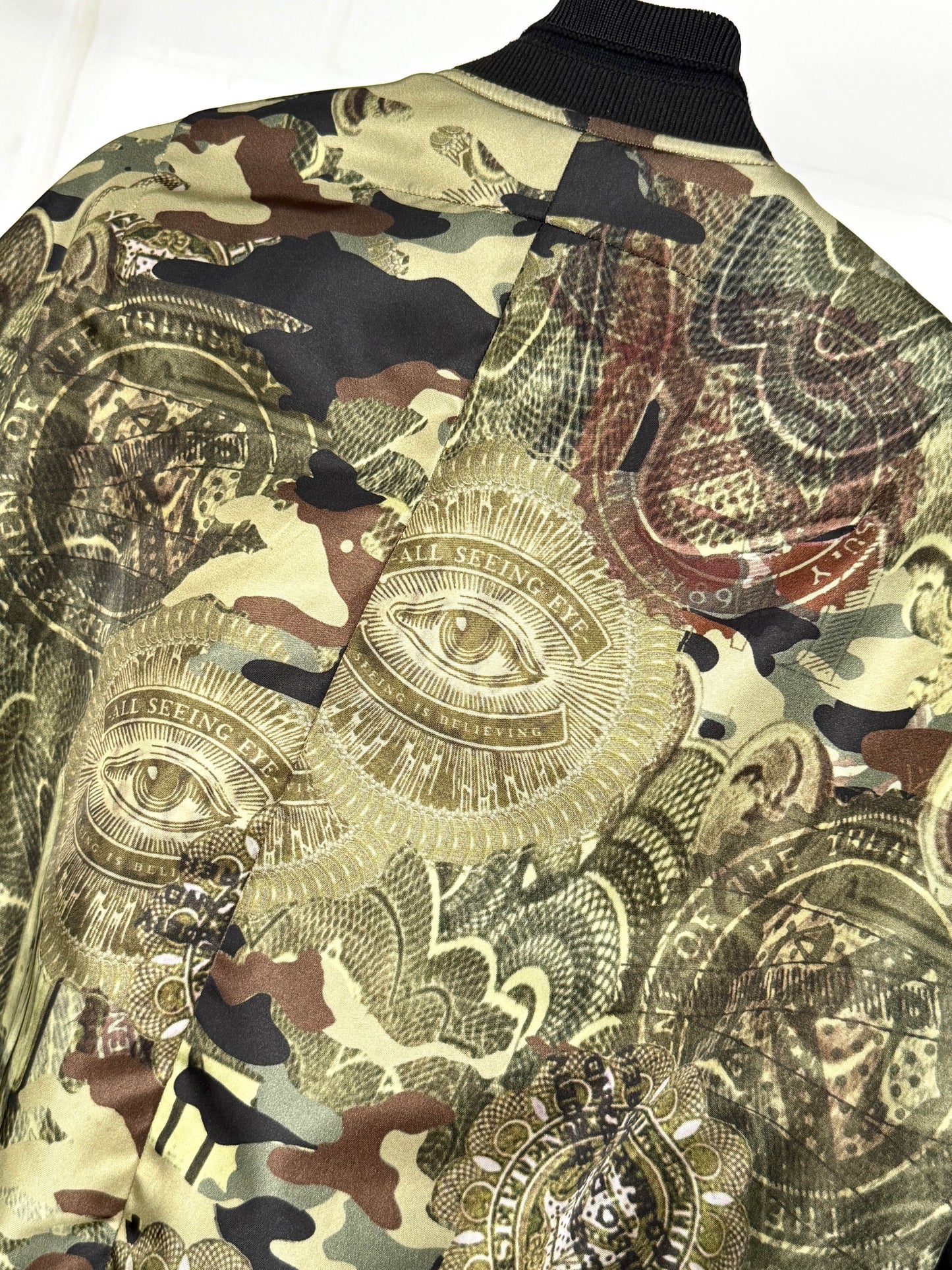 Givenchy SS2017 Dollar Camo Satin Bomber Jacket