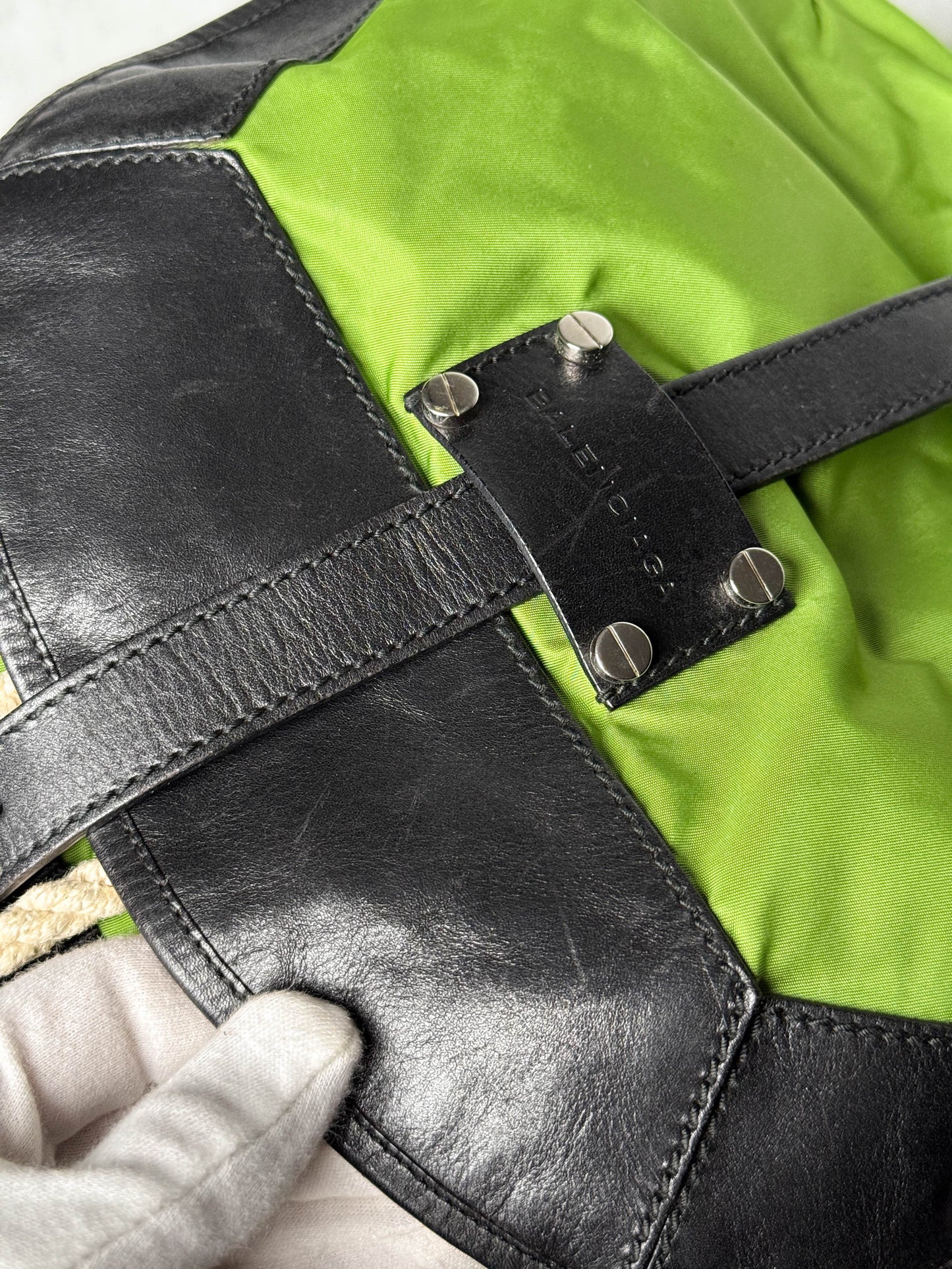 Balenciaga Nylon/Leather Backpack Green
