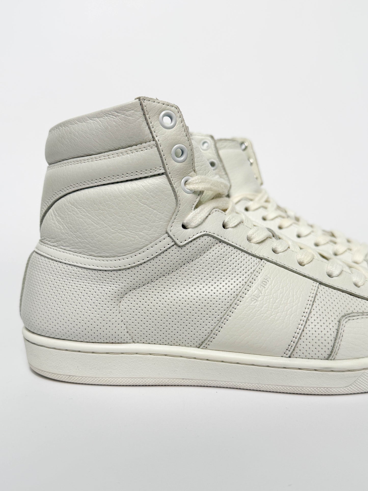 Saint Laurent SL/10H Hightop White Perforated Leather (42)
