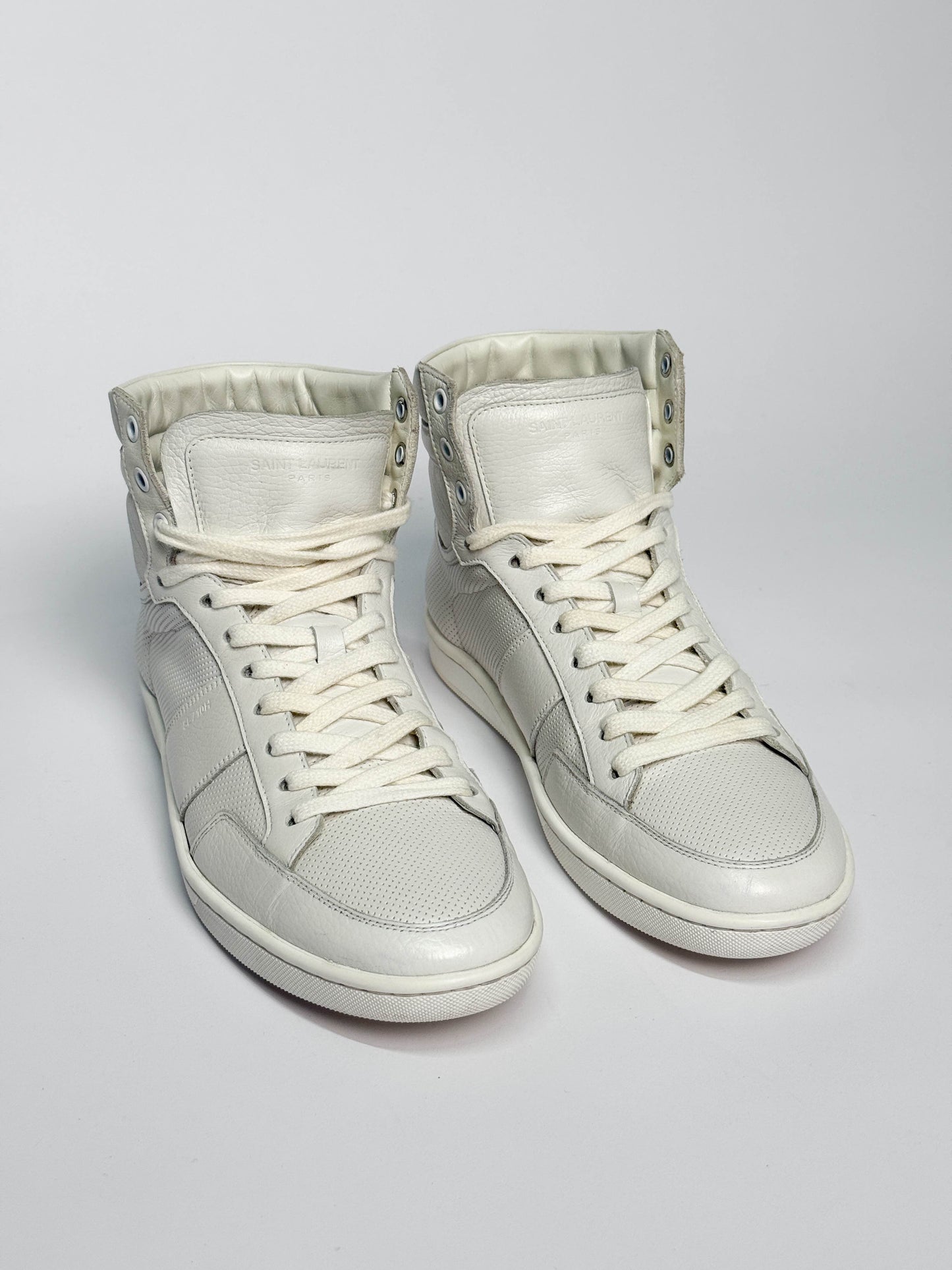 Saint Laurent SL/10H Hightop White Perforated Leather (42)