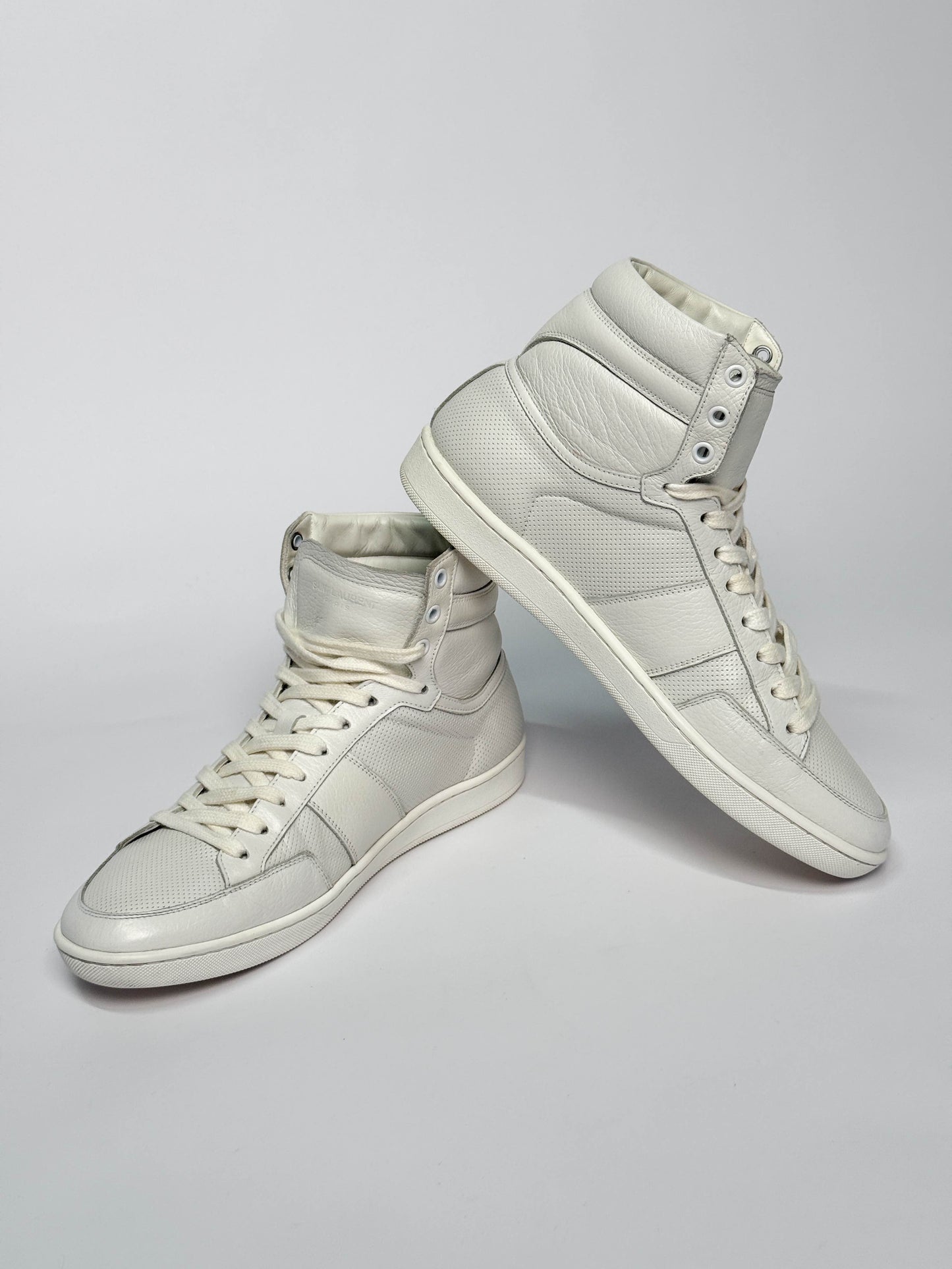 Saint Laurent SL/10H Hightop White Perforated Leather (42)