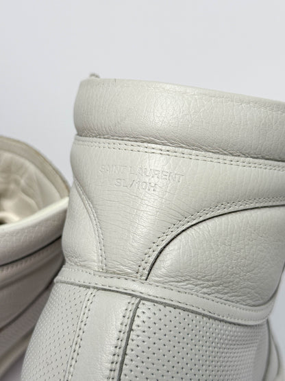 Saint Laurent SL/10H Hightop White Perforated Leather (42)