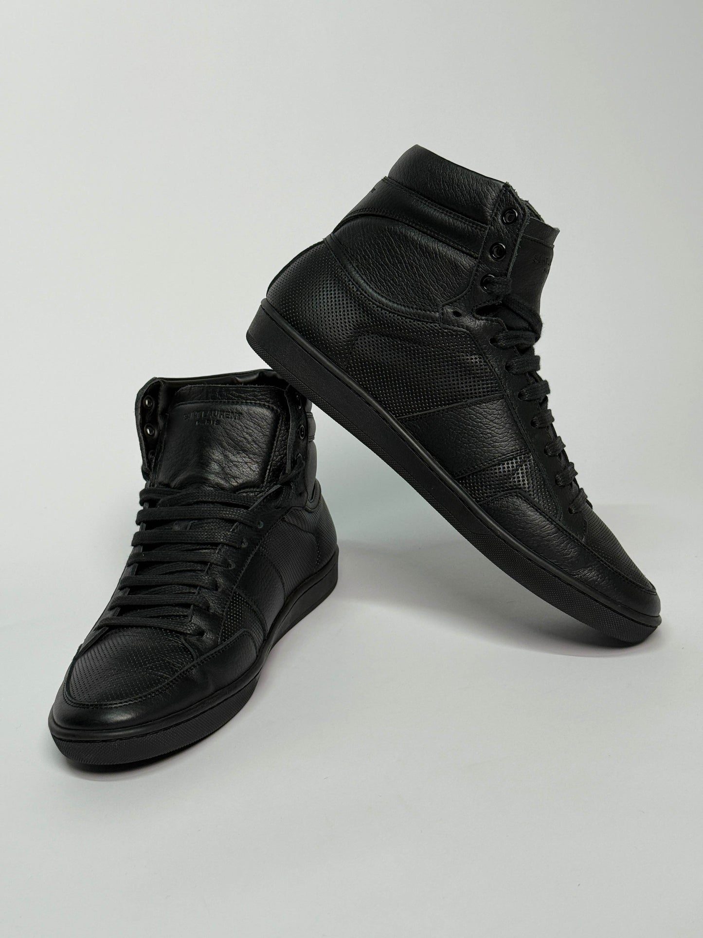 Saint Laurent SL/10H Hightop Black Perforated Leather (42)
