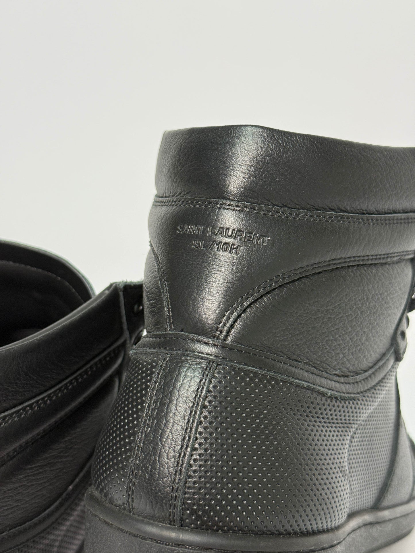 Saint Laurent SL/10H Hightop Black Perforated Leather (42)