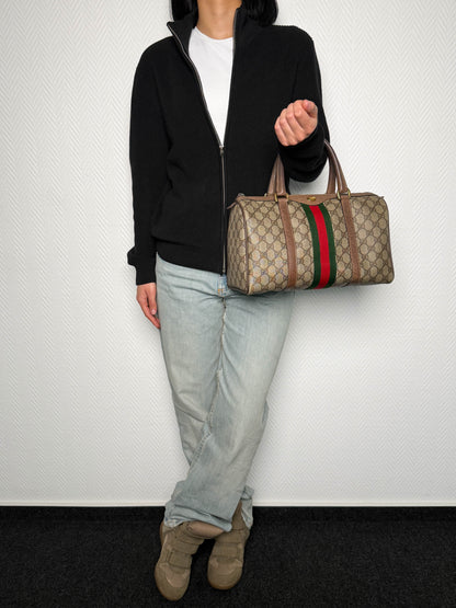 Gucci Vintage 70's Boston Handbag Canvas GG