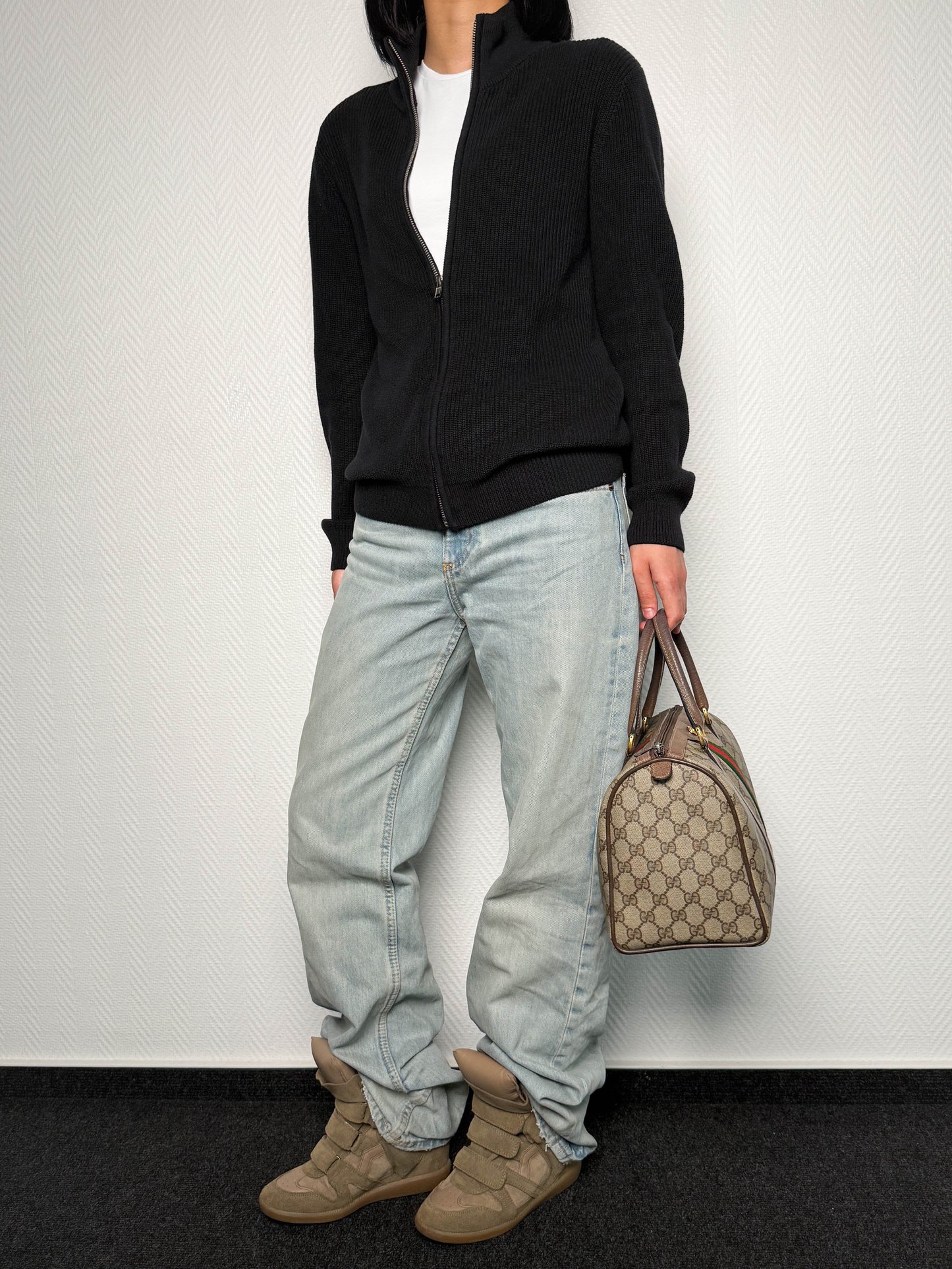 Gucci Vintage 70's Boston Handbag Canvas GG