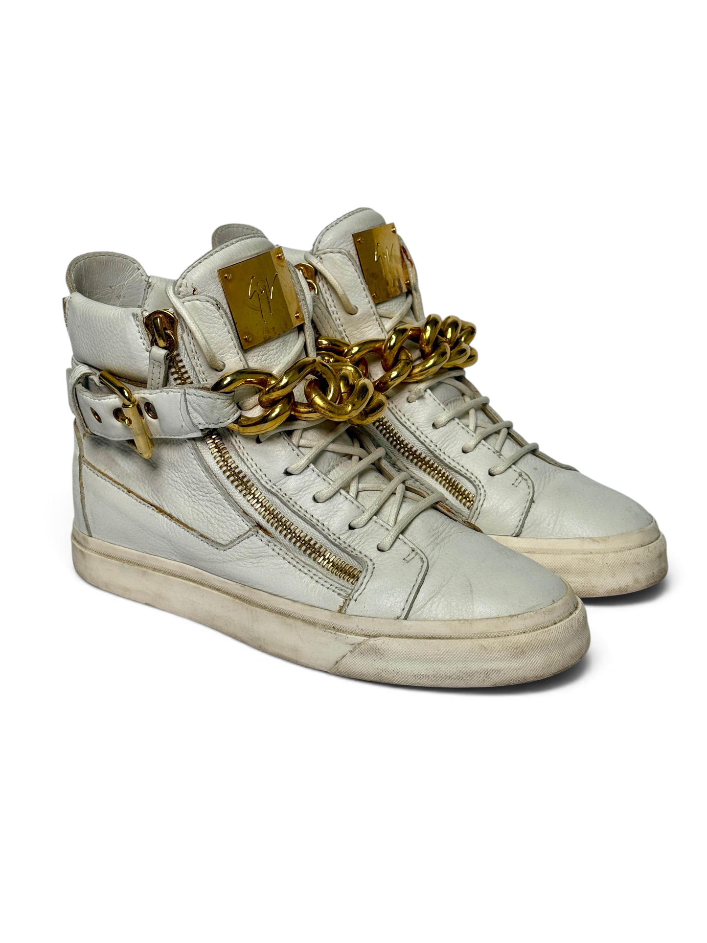 Giuseppe Zanotti Hightop Gold Chain Sneaker (39)