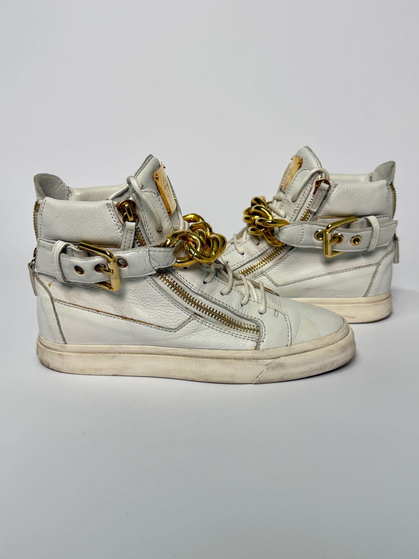 Giuseppe Zanotti Hightop Gold Chain Sneaker (39)