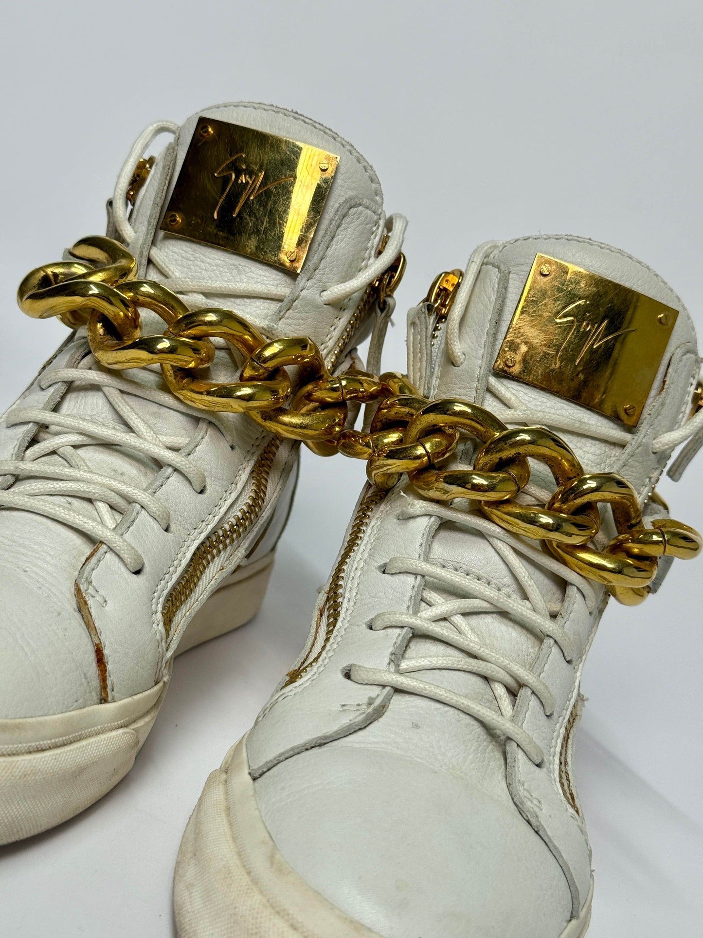 Giuseppe Zanotti Hightop Gold Chain Sneaker (39)