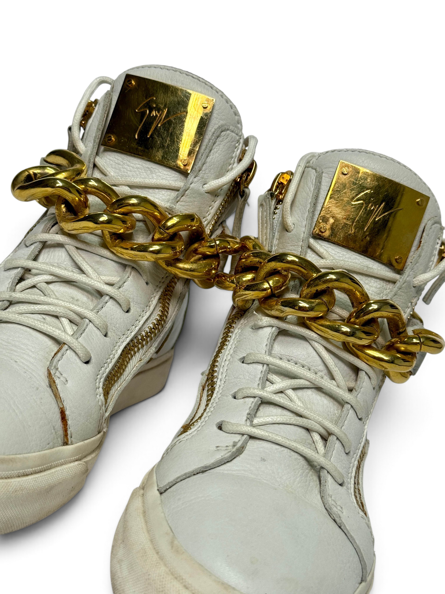 Giuseppe Zanotti Hightop Gold Chain Sneaker (39)