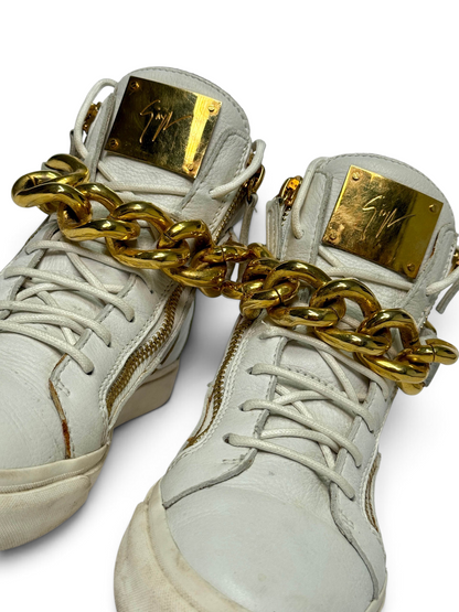 Giuseppe Zanotti Hightop Gold Chain Sneaker (39)