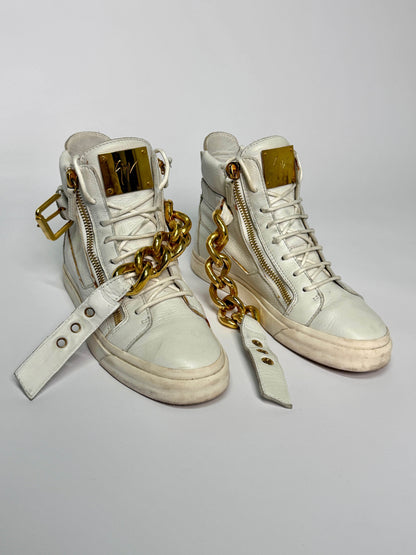 Giuseppe Zanotti Hightop Gold Chain Sneaker (39)