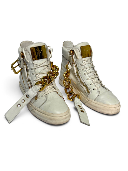 Giuseppe Zanotti Hightop Gold Chain Sneaker (39)