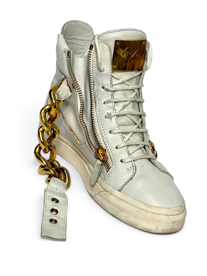 Giuseppe Zanotti Hightop Gold Chain Sneaker (39)
