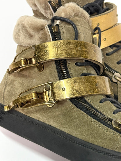Giuseppe Zanotti Mid-Top Ski Buckle Sneaker Fur Trim (42)