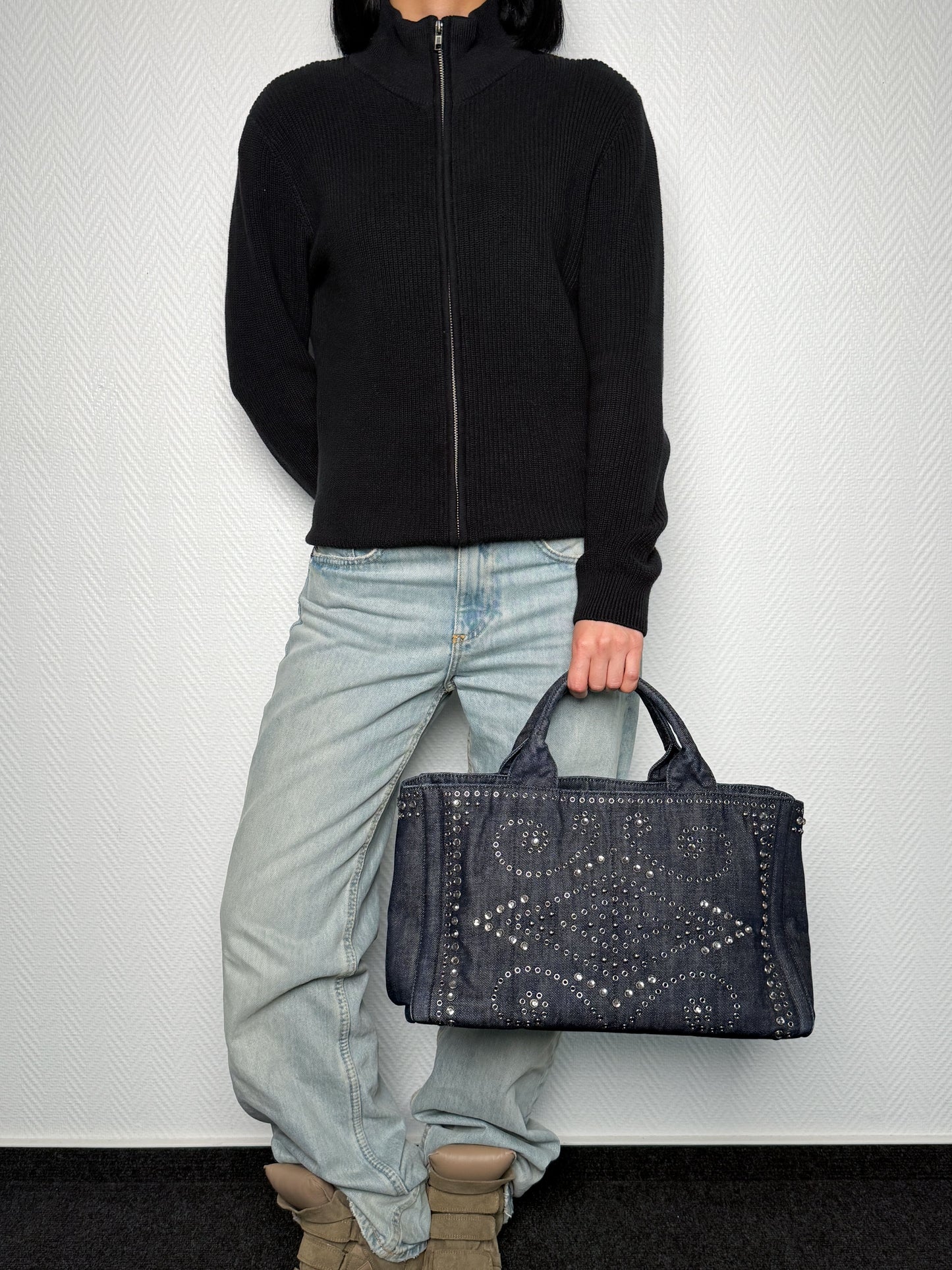 Prada Canapa Denim Tote Bag