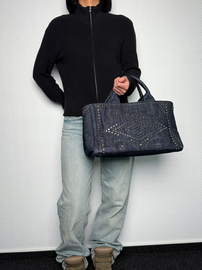 Prada Canapa Denim Tote Bag
